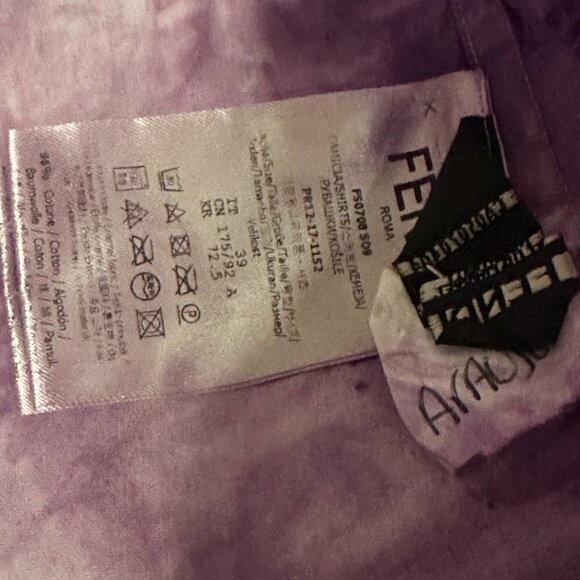 Fendi Purple Shirt Mans Tie Dye Button up Size Small Long Sleeve Cotton Couture - Picture 8 of 10